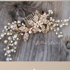 Boho Gold wedding, wire comb, gold vines.